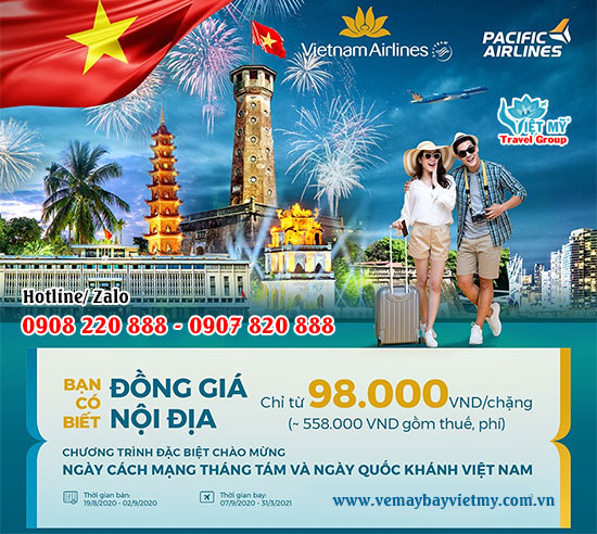 Vietnam Airlines Group ưu đãi khuyến mãi vé đồng giá chỉ từ 98,000 đ