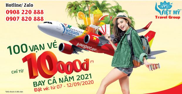 Vietjet Air khuyến mãi khủng chỉ 10.000Đ bay khắp Việt Nam