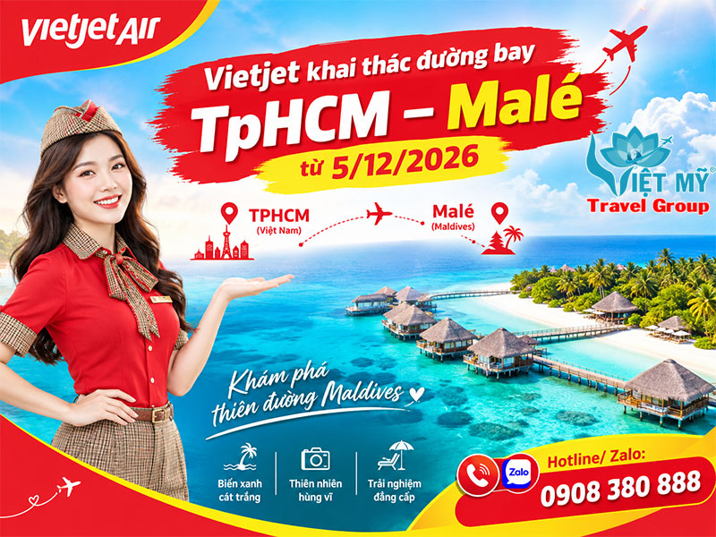 Vietjet khai thác đường bay TpHCM - Malé từ 5/12/2026