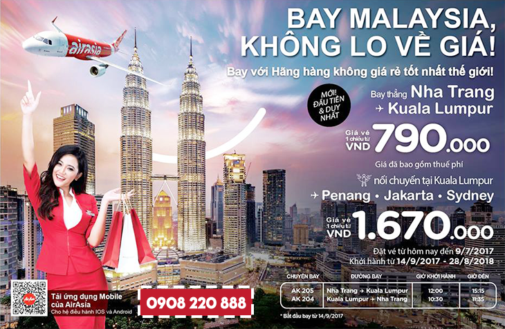 Air Asia bay thẳng từ Nha Trang đến Kuala Lumpur