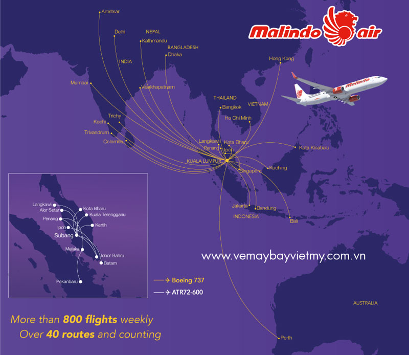 sơ đồ bay Malindo Air