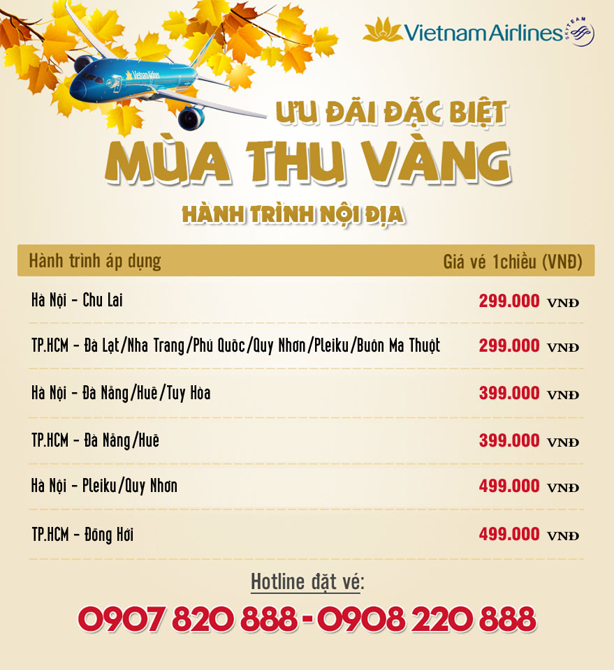 khuyến mãi mùa thu vàng 2018 Vietnam Airlines