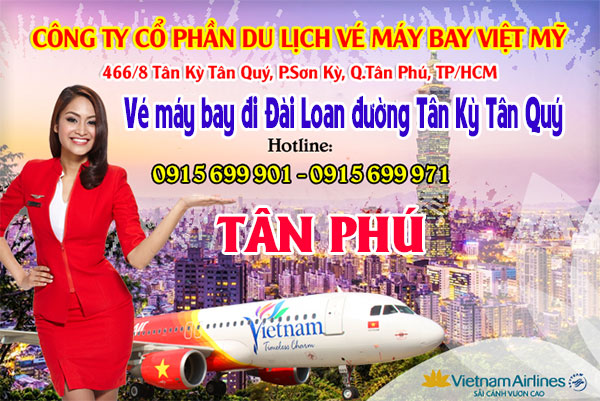 Vé máy bay đi Đài Loan đường Tân Kỳ Tân Quý quận Tân Phú