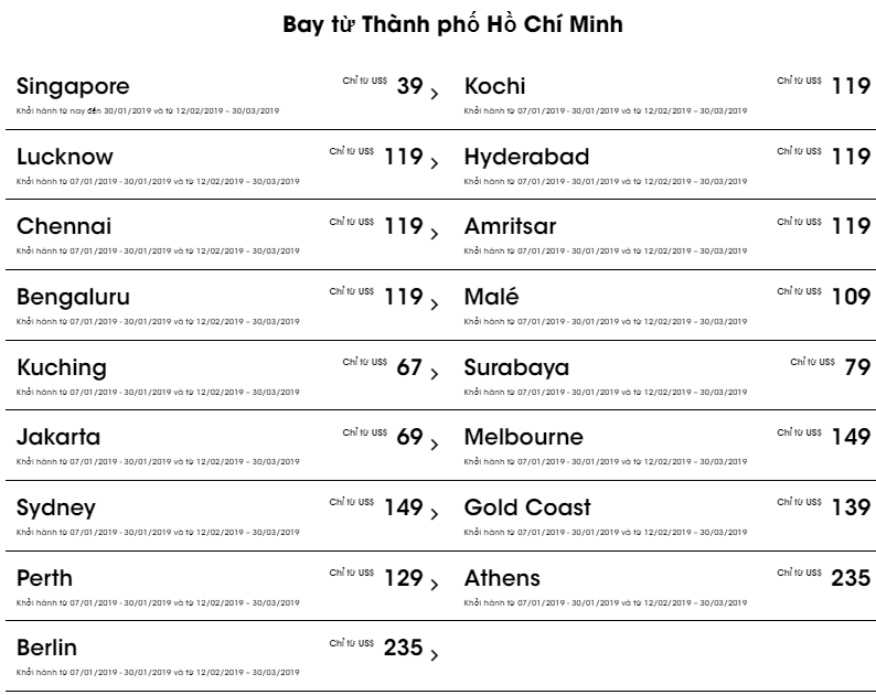 Bảng giá chương trình Scoot khuyến mãi vé máy bay Giáng Sinh chỉ từ 39 USD