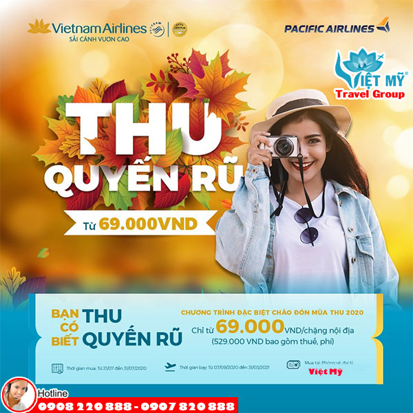 Vietnam Airlines khuyến mãi chương trình “Thu Quyến Rũ” chỉ từ 69.000 đồng