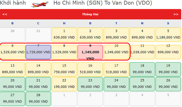 Vé Tết Vietjet Air đi Vân Đồn bao nhiêu tiền ?