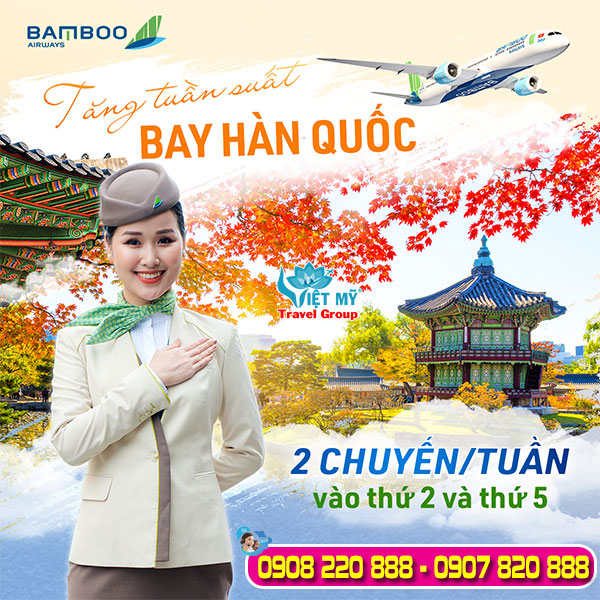Bamboo Airways tăng tần suất chuyến bay Hàn Quốc - Việt Nam