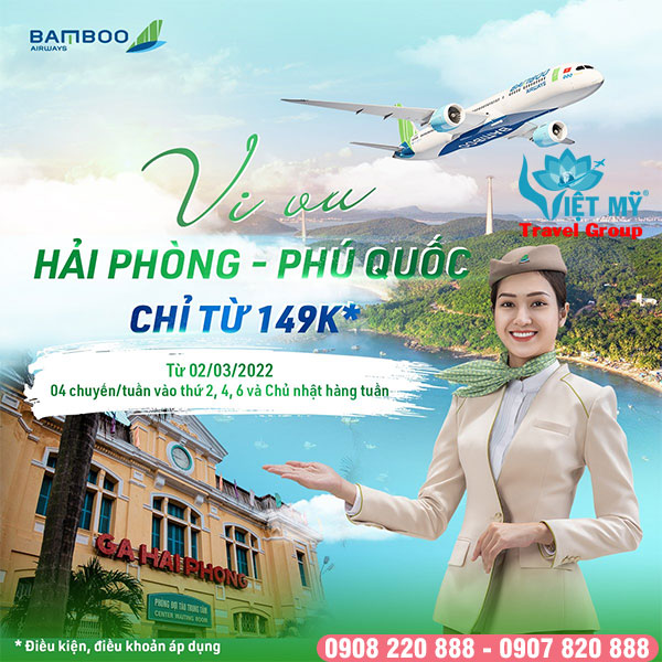 Bamboo Airways mở bán vé máy bay Hải Phòng - Phú Quốc giá chỉ từ 149K