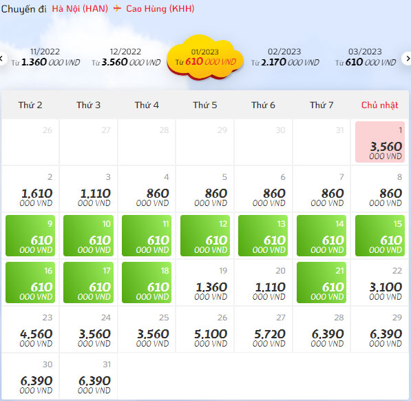 Đặt vé từ Hà Nội đi Cao Hùng hãng Vietjet Air qua tổng đài 0915699901