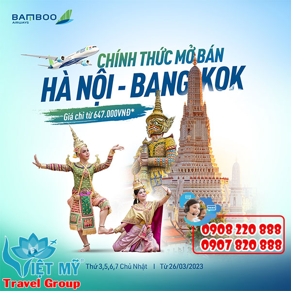 Bamnoo chính thức mở bán đường bay Hà Nội - Bangkok