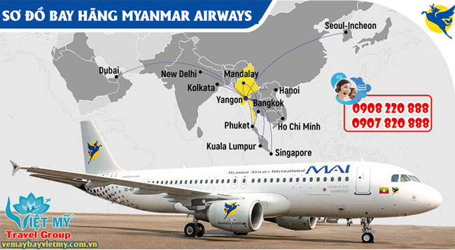 Sơ đồ bay hãng Myanmar Airways