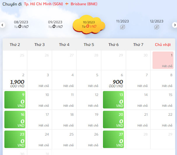 Giá vé máy bay đi Brisbane hãng Vietjet Air bao nhiêu