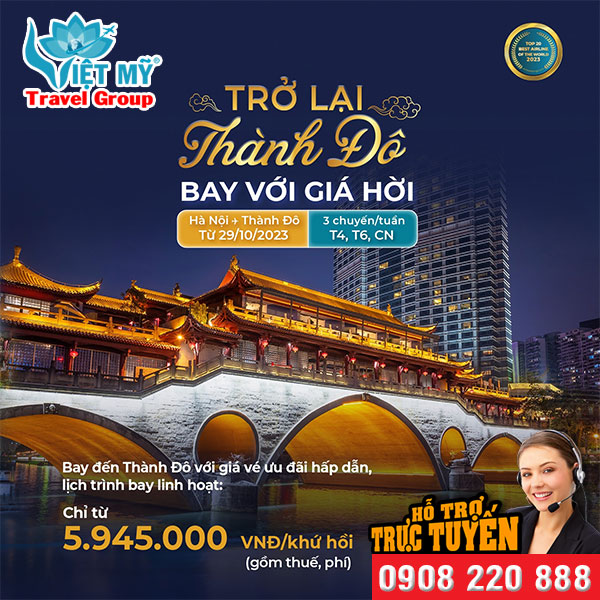 Vietnam Airlines mở lại đường bay Hà Nội - Thành Đô giá chỉ từ 5.945.000 VNĐ