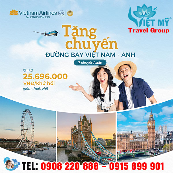 Vietnam Airlines tăng chuyến đường bay Việt Nam-Anh