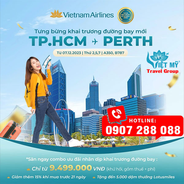Vietnam Airlines khai trương đường bay thẳng TPHCM-Perth ưu đãi chỉ từ 9.499.000VND