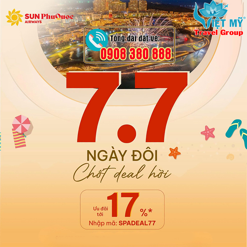 Đừng bỏ lỡ! Deal 07/07 giảm đến 17% giá vé Sun PhuQuoc Airways