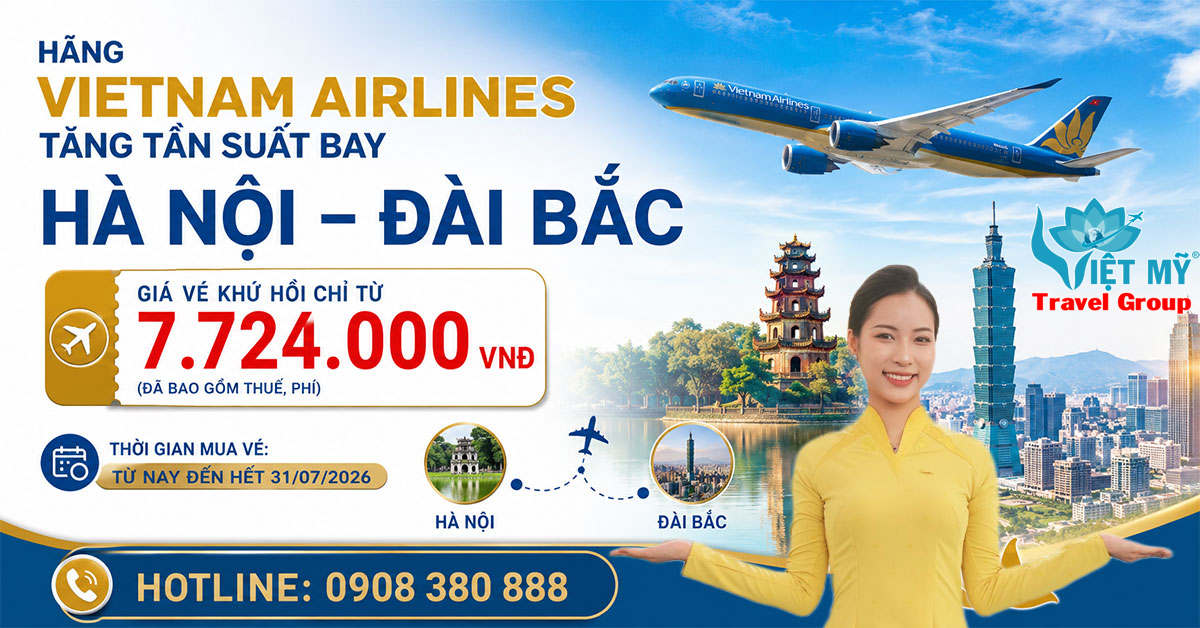 Vietnam Airlines tăng tần suất bay Hà Nội - Đài Bắc