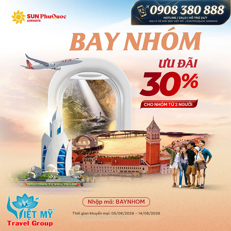 Sun PhuQuoc Airways ưu đãi đến 30% cho nhóm từ 2 khách