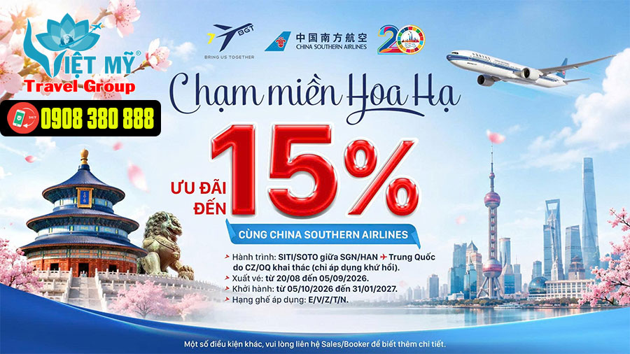 Chạm miền hoa hạ - China Southern Airlines ưu đãi đến 15%