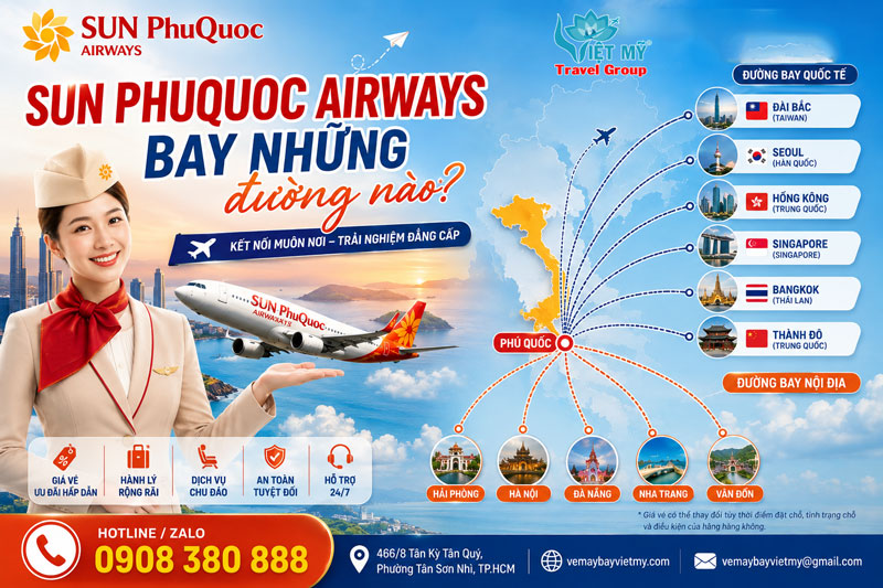 Sun PhuQuoc Airways Airways bay những đường nào?