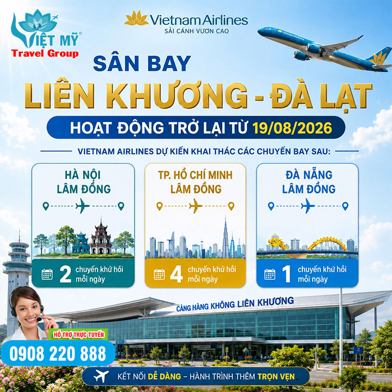 Vietnam Airlines khôi phục các đường bay đến Đà Lạt khoảng 7 chuyến khứ hồi mỗi ngày