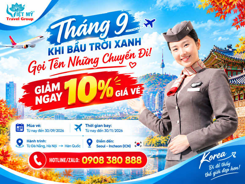 Asiana Airlines ưu đãi tháng 9 - Giảm đến 10% bay Hàn Quốc