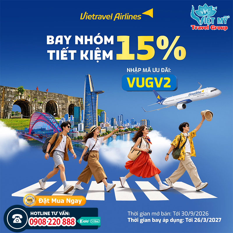 Lập kèo bay chung - Giảm đến 15% giá vé từ Vietravel Airlines