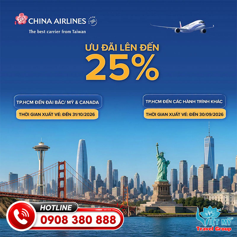 Thu đến rộn ràng - China Airlines ưu đãi lên đến 25% từ TPHCM
