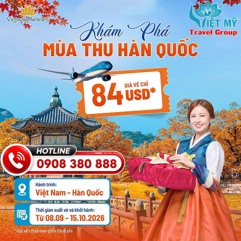 Vietnam Airlines ưu đãi vé đi Hàn Quốc giá chỉ từ 84 USD