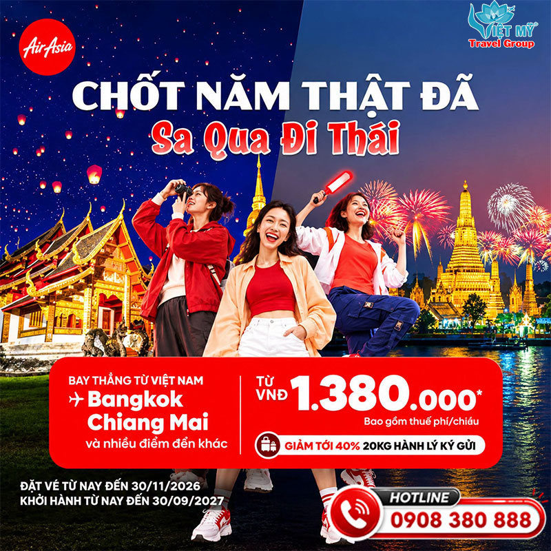 Air Asia ưu đãi bay Thái Lan cuối năm giá chỉ từ .1.380.00 đồng