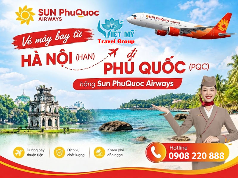 Vé máy bay từ Hà Nội (HAN) đi Phú Quốc (PQC) hãng Sun PhuQuoc Airways