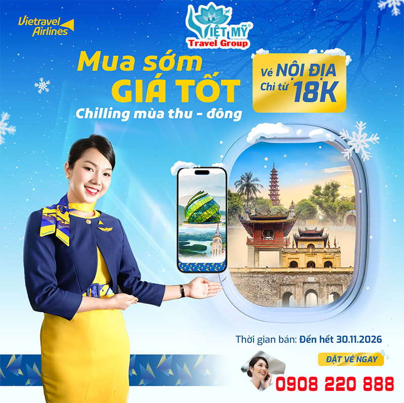 Vi vu mùa Thu - Đông với giá chỉ từ 18K hãng Vietravel Airlines