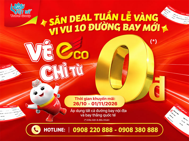 Vietjet tung deal tuần lễ vàng - Săn vé 0 đồng !