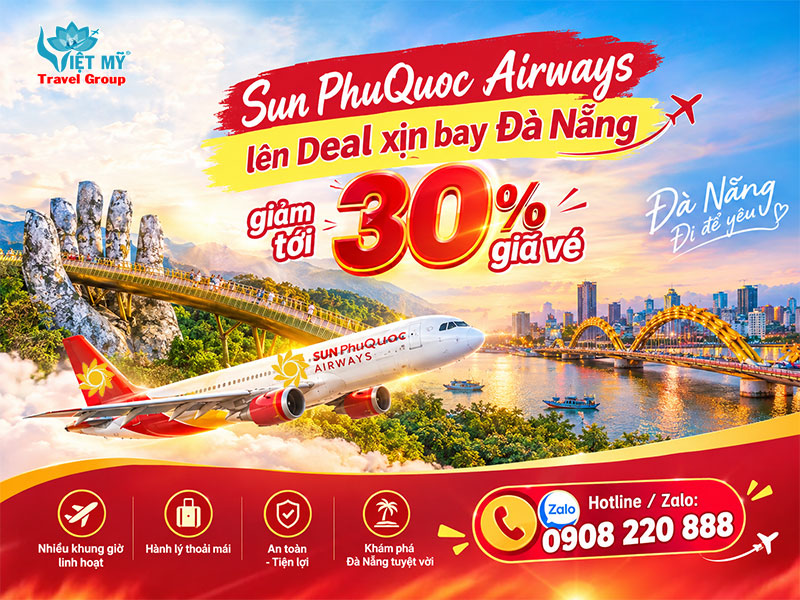 Sun PhuQuoc Airways lên Deal xịn bay Đà Nẵng giảm tới 30% giá vé