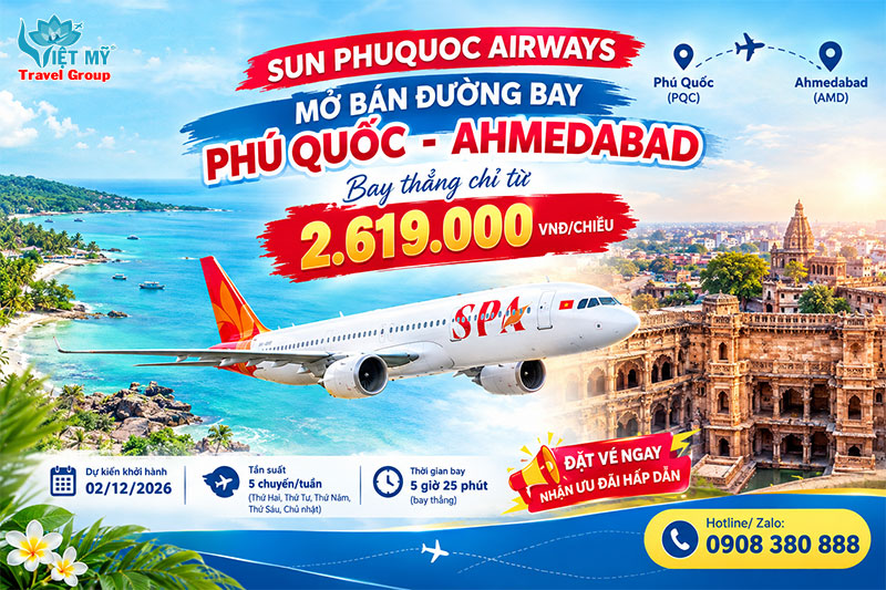 Sun PhuQuoc Airways mở đường bay thẳng Phú Quốc - Ahmedabad