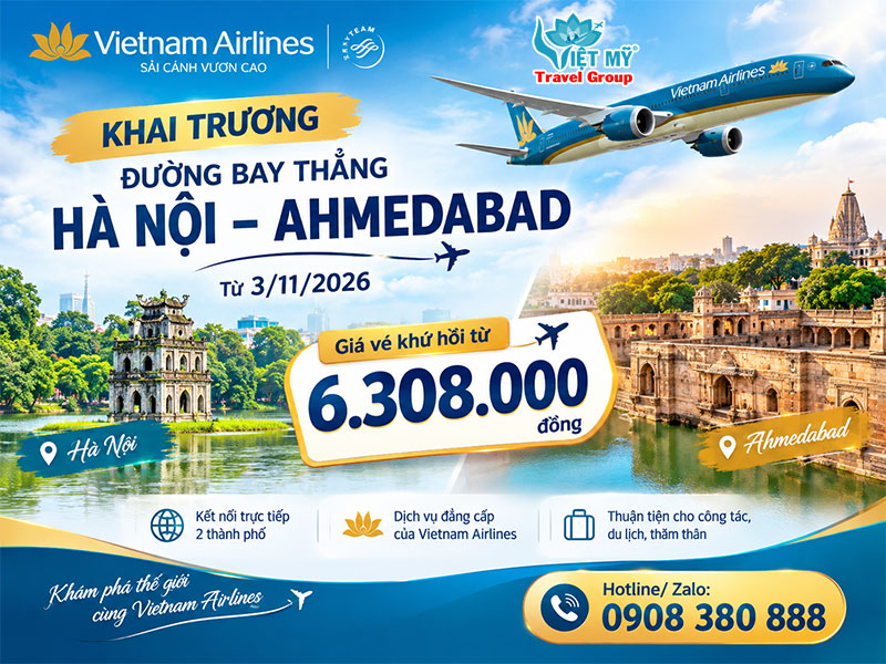Vietnam Airlines mở đường bay thẳng Hà Nội - Ahmedabad ưu đãi khứ hồi chỉ từ 6.308.000đ